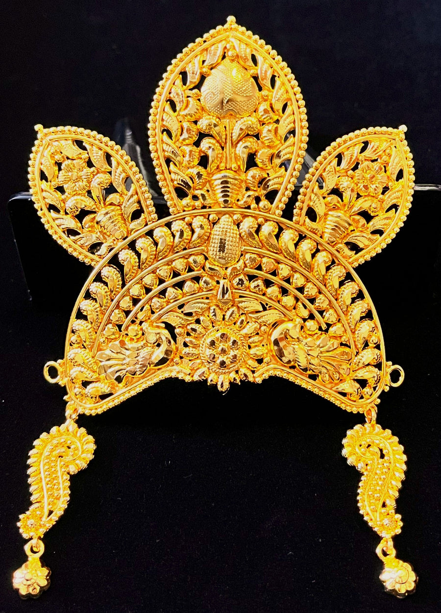 krishna crown, deity mukut, idol crown jewellery - Length: 4 inches | Width: 3 inches | Earrings length: 1.5 inches