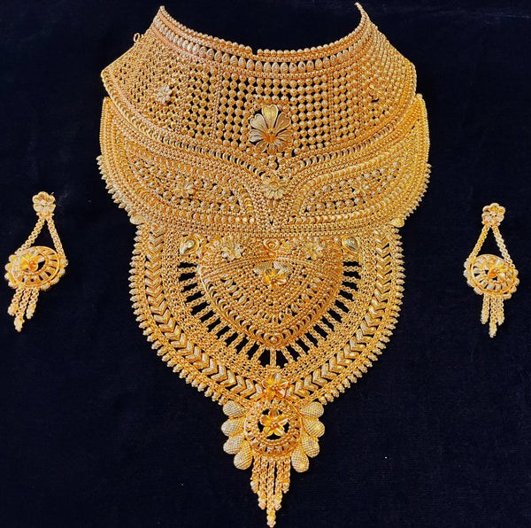 deity necklace, idol necklace jewellery, gold plated necklace for idols - Necklace Length: 9.5 inches | Necklace Width: 8 inches | Earrings Length: 3 inches