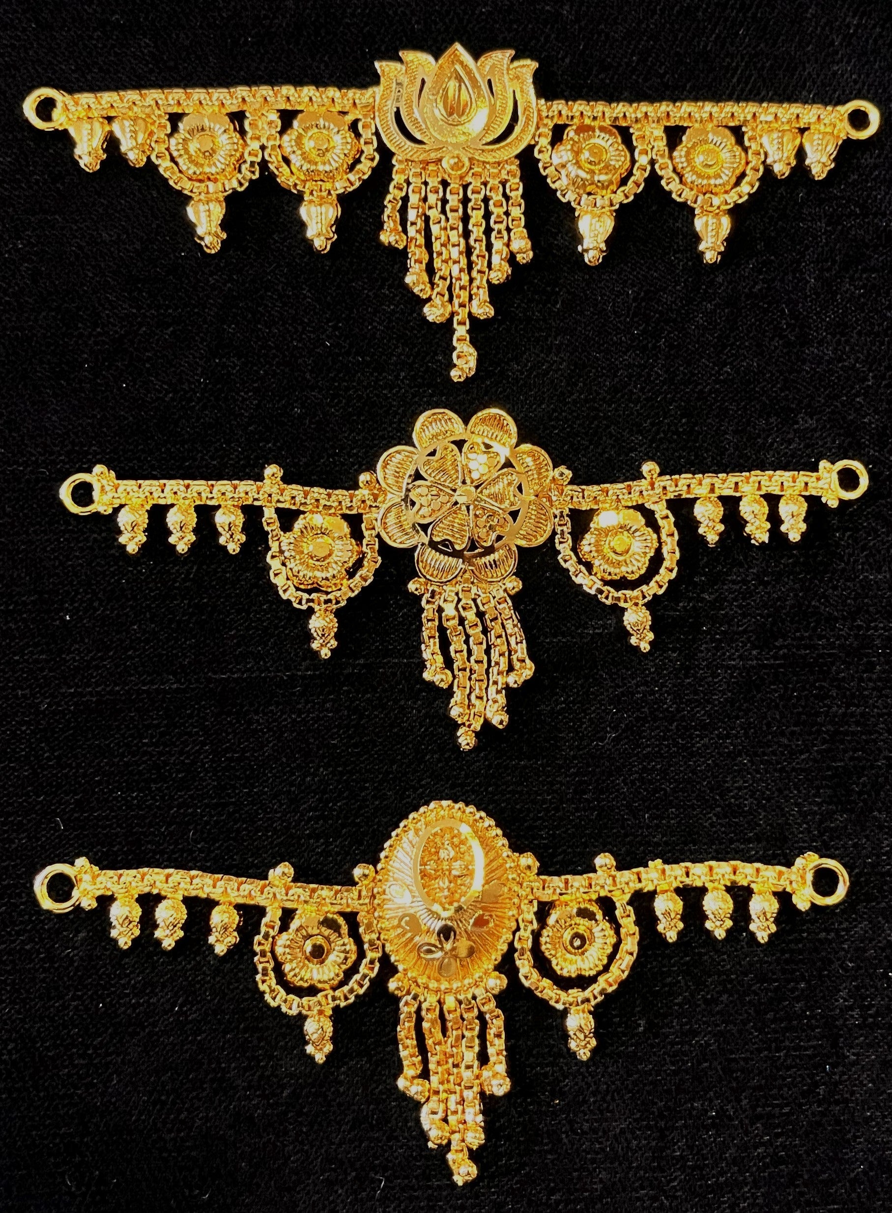 deity waist belt, idol vaddanam, gold plated kamarbandh for idols - Width: 3.25 inches 1
