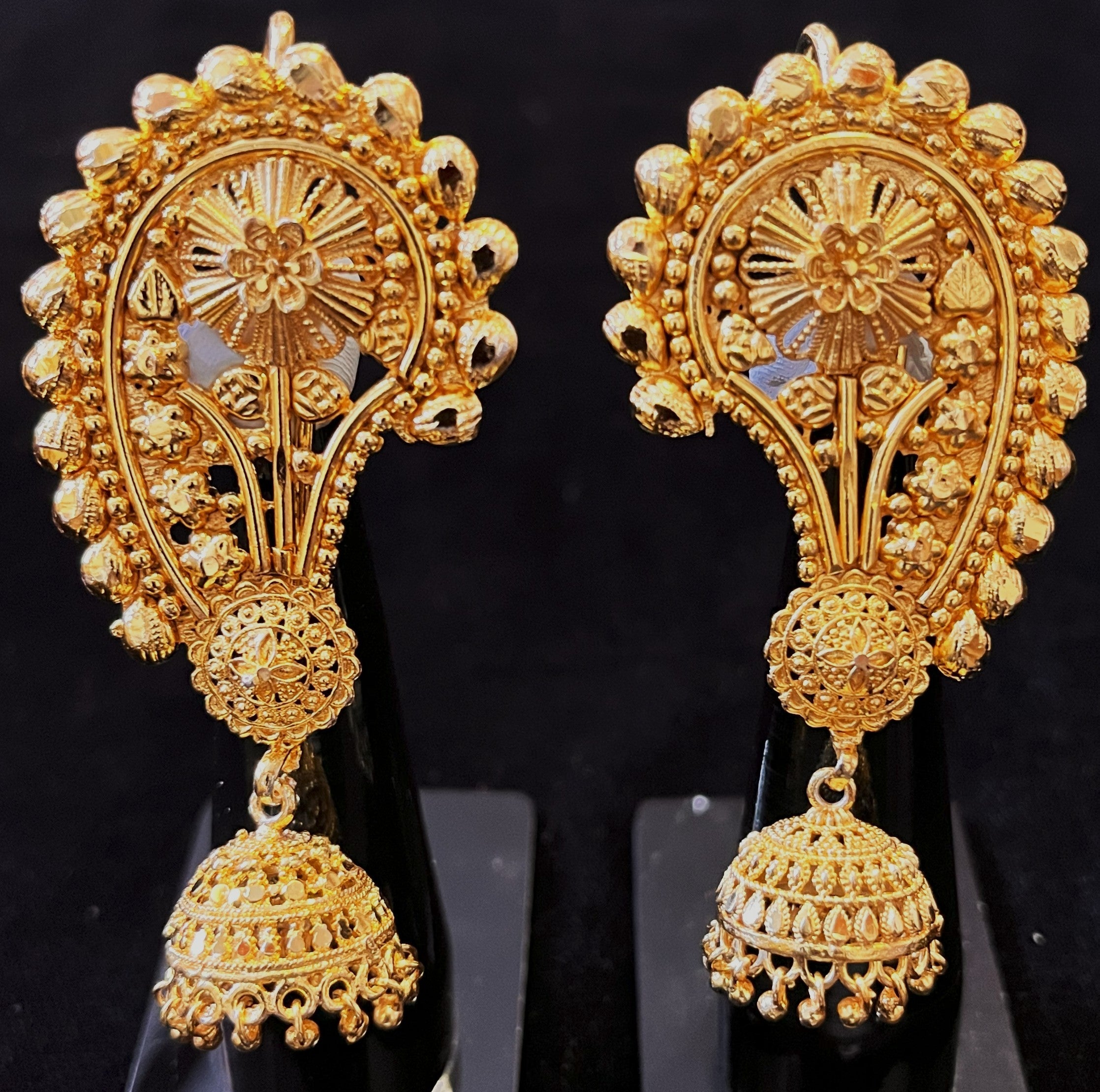 deity earrings, idol earrings jewellery, gold plated earrings for idols - Length: 2.75 inches 1