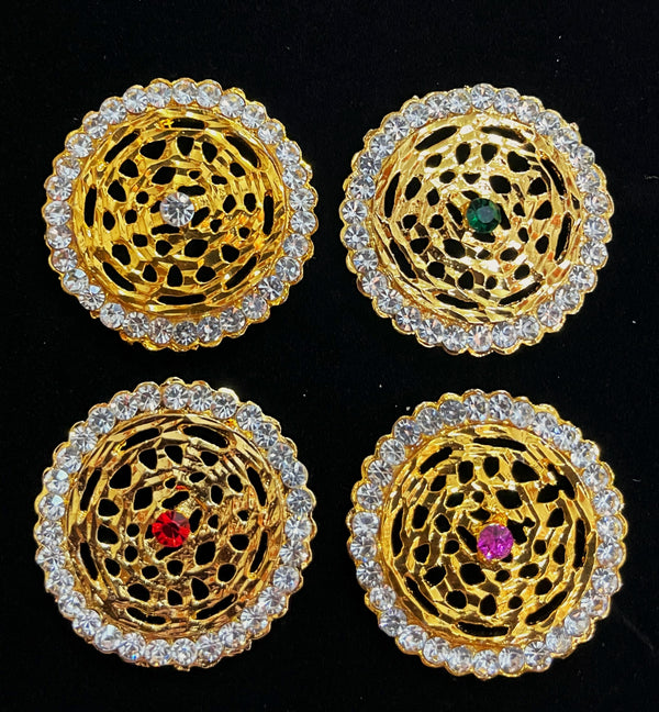 Grand Pendants - Pink & White stones / Green & White stones / Red & White / White stones on South Indian Stones metal alloy - Length: 1.25 inches