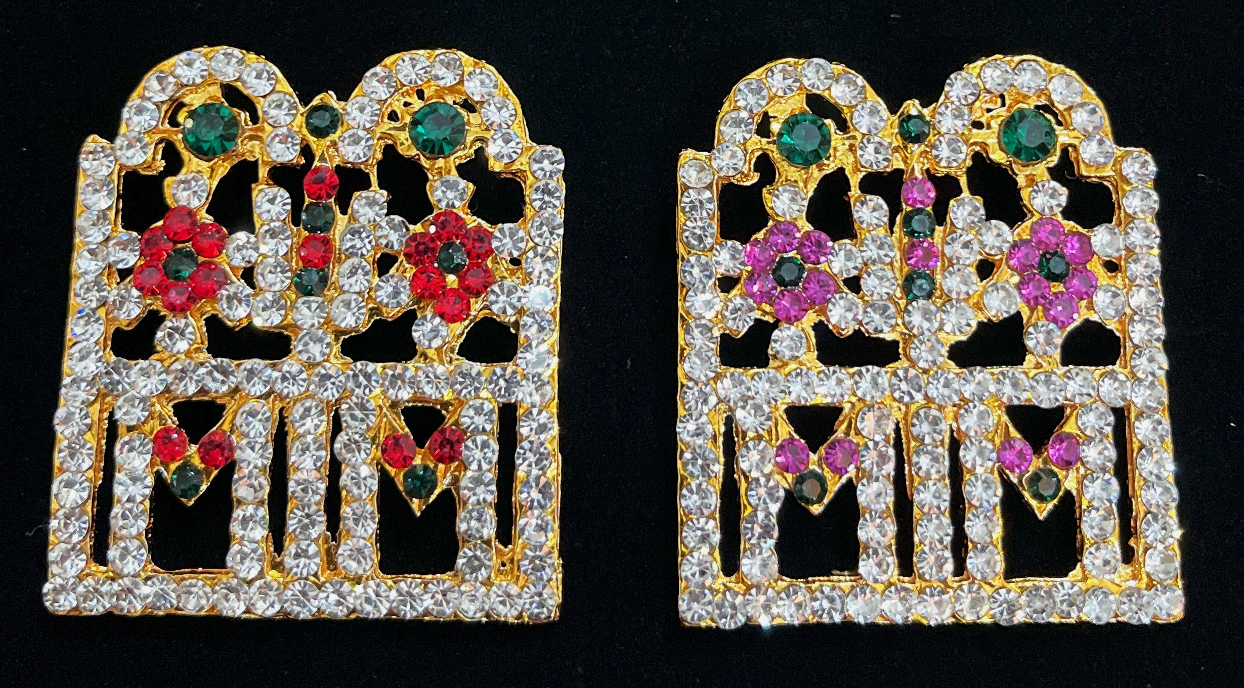 Shanku Chakra Namam Mangal Sutra - Pink, white & green stones / Red, white & green stones on South Indian Stones metal alloy - Length: 1.75 inches 1