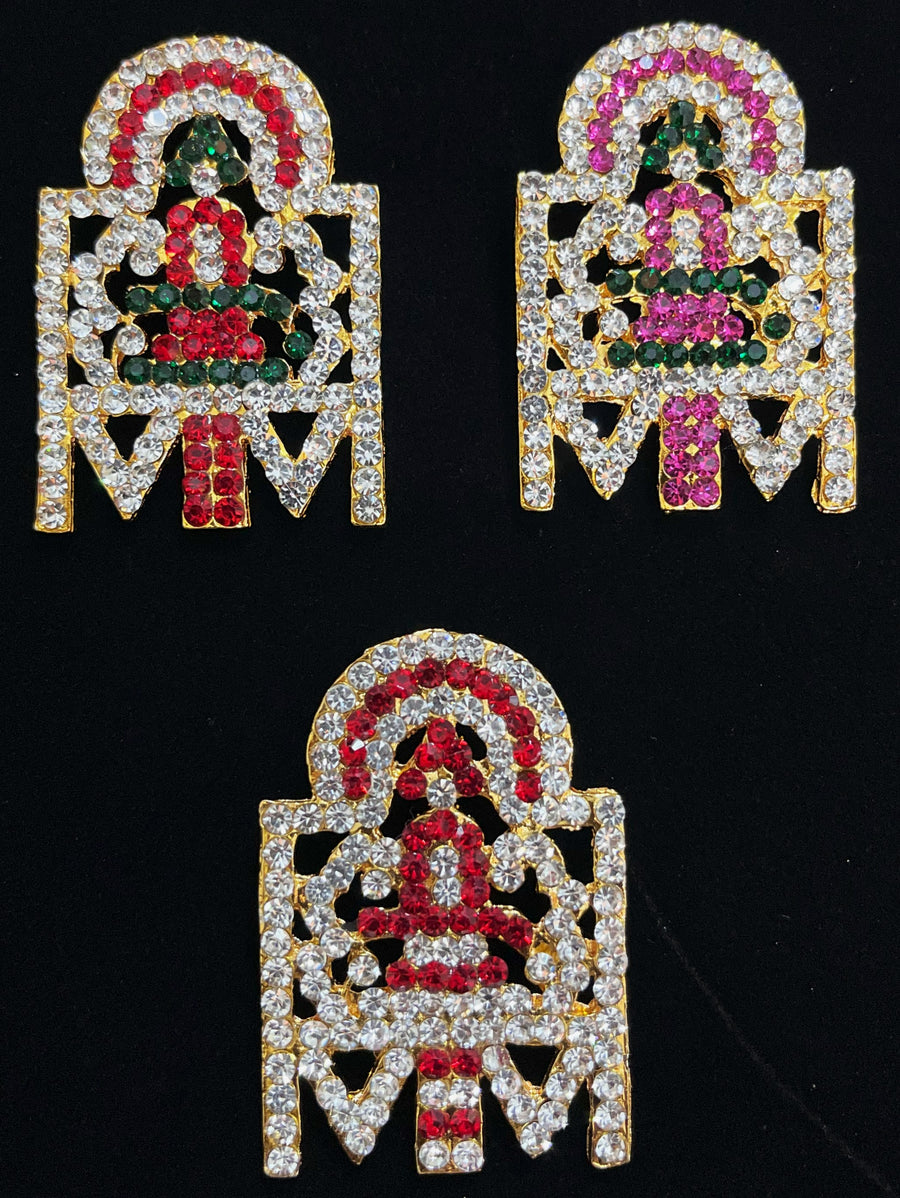 Shivling Mangal Sutra - Pink, white & green stones / Red, white & green stones on South Indian Stones metal alloy - Length: 2 inches