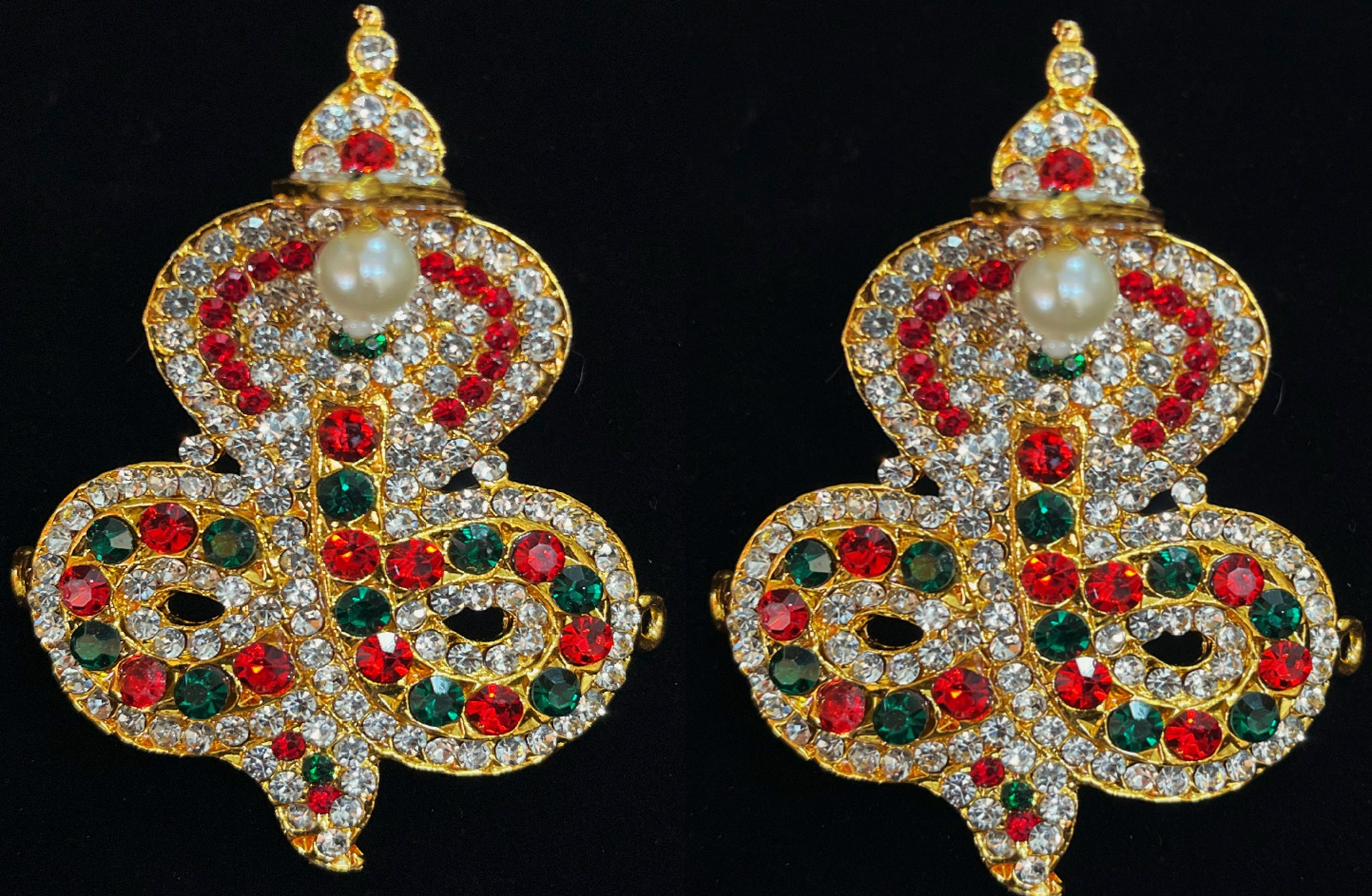 Serpent Armlet (Naga Vanki) – Balaji Style - Pink, white & green stones / Red, white & green stones on South Indian Stones metal alloy - Length: 3 inches 2