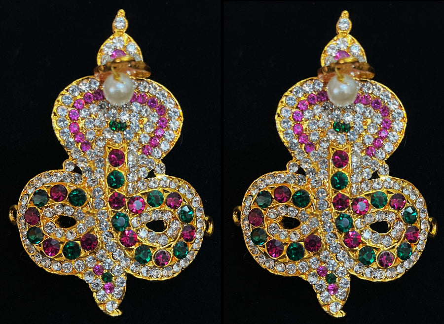 Serpent Armlet (Naga Vanki) – Balaji Style - Pink, white & green stones / Red, white & green stones on South Indian Stones metal alloy - Length: 3 inches