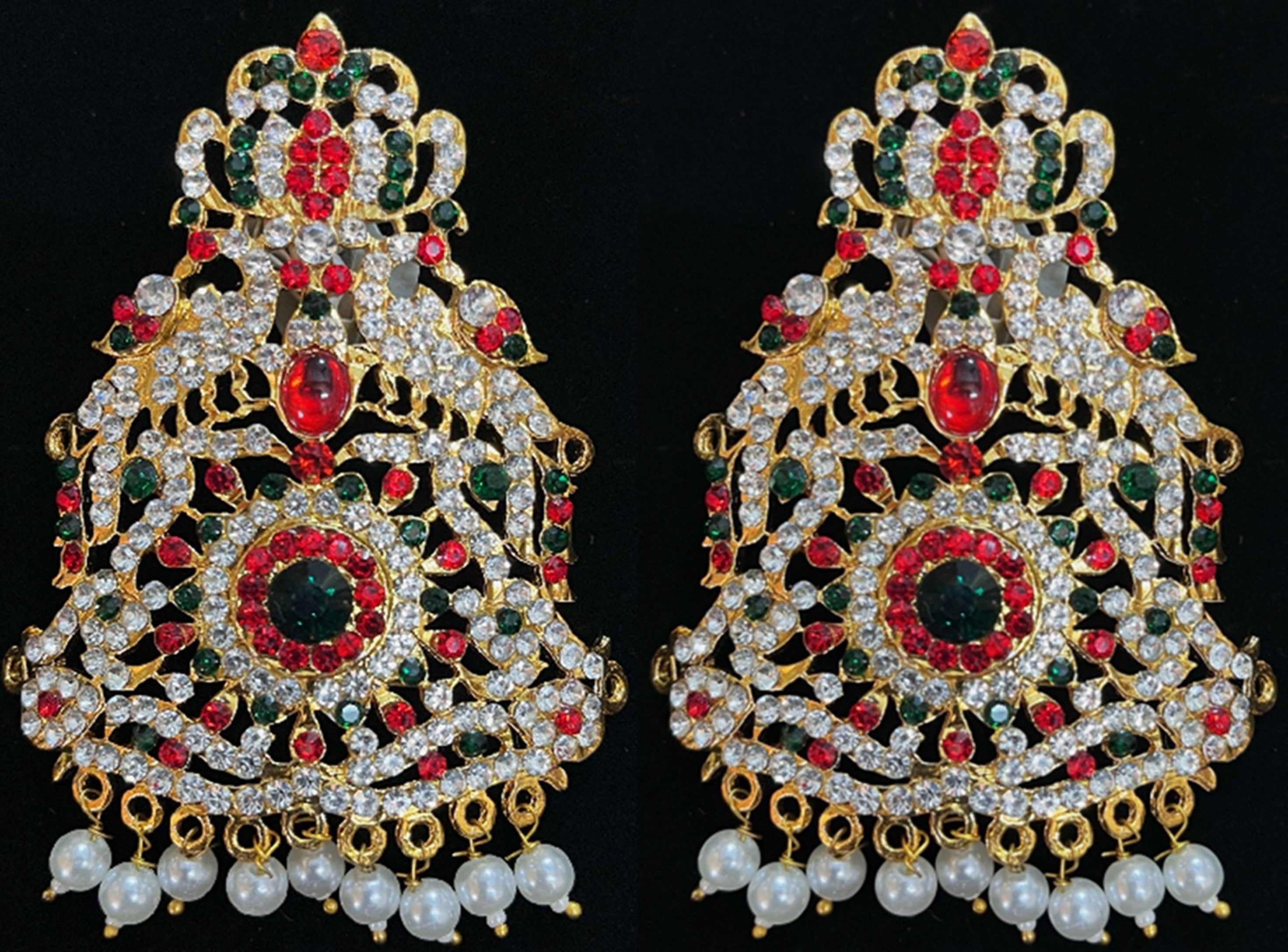 Normal Armlet (Vanki) – Devi Style - Pink, white & green stones / Red, white & green stones on South Indian Stones metal alloy - Length: 3 inches 2