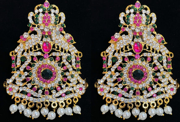 Normal Armlet (Vanki) – Devi Style - Pink, white & green stones / Red, white & green stones on South Indian Stones metal alloy - Length: 3 inches