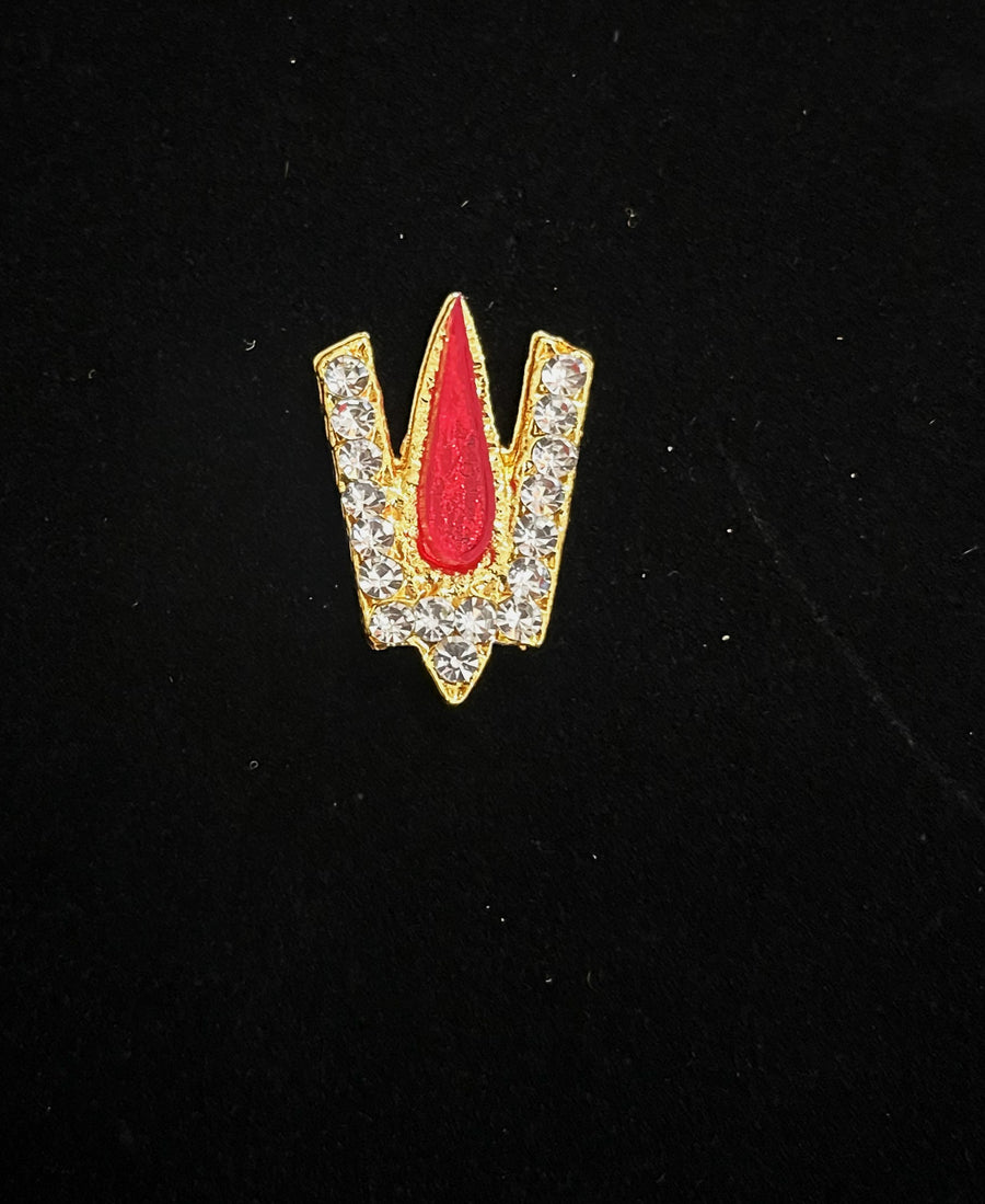 Divine Tilak Set – Namam - White & Red stones on South Indian Stones metal alloy - Length: 1 inch