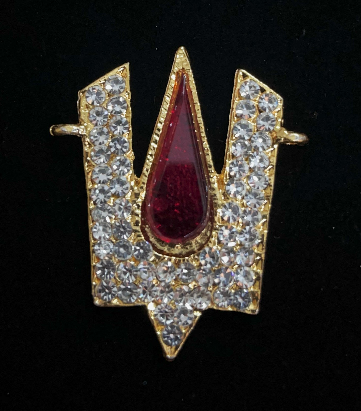 Divine Tilak Set – Namam - White & Red stones on South Indian Stones metal alloy - Length: 1.75 inches 1