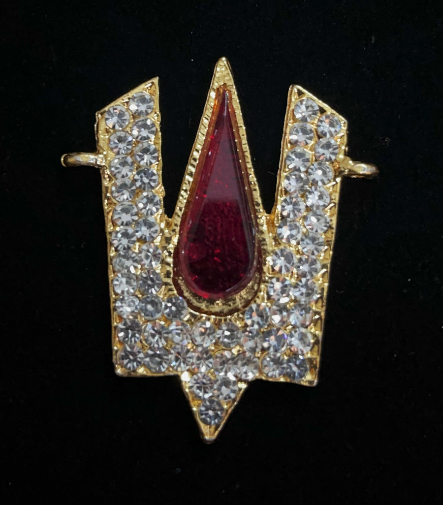 Divine Tilak Set – Namam - White & Red stones on South Indian Stones metal alloy - Length: 1.75 inches