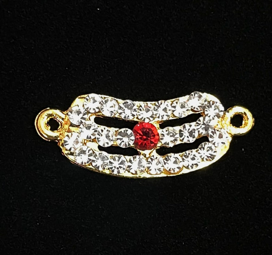 Divine Tilak Set – Vibhuti / Bhasma / tripundra - White & Red stones on South Indian Stones metal alloy - Length: 1 cm, Width: 2 cms