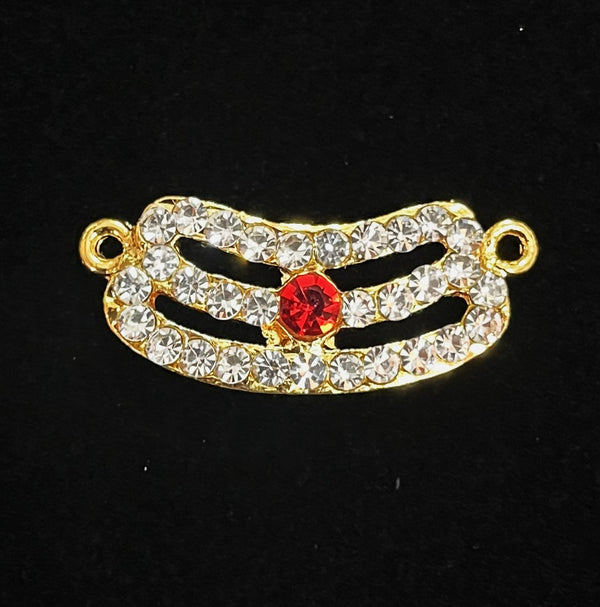 Divine Tilak Set – Vibhuti / Bhasma / tripundra - White & Red stones on South Indian Stones metal alloy - Length: 0.5 inches, Width: 1 inches