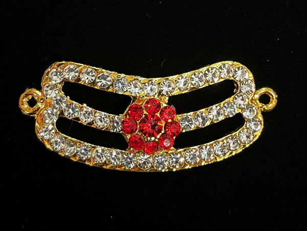 Divine Tilak Set – Vibhuti / Bhasma / tripundra - White & Red stones on South Indian Stones metal alloy - Length: 0.5 inch, Width: 1.5 inches
