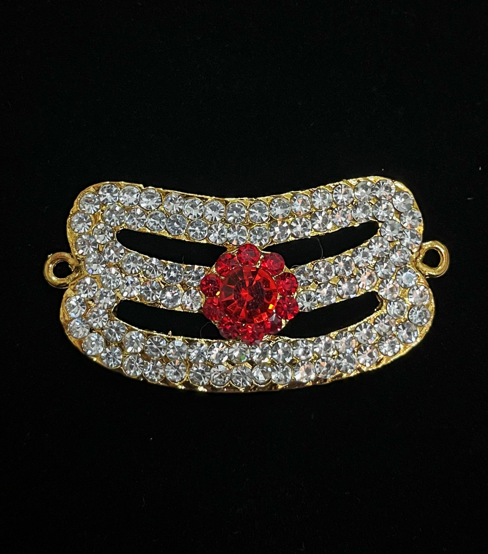 Divine Tilak Set – Vibhuti / Bhasma / tripundra - White & Red stones on South Indian Stones metal alloy - Length: 1 inches, Width: 2 inches 1