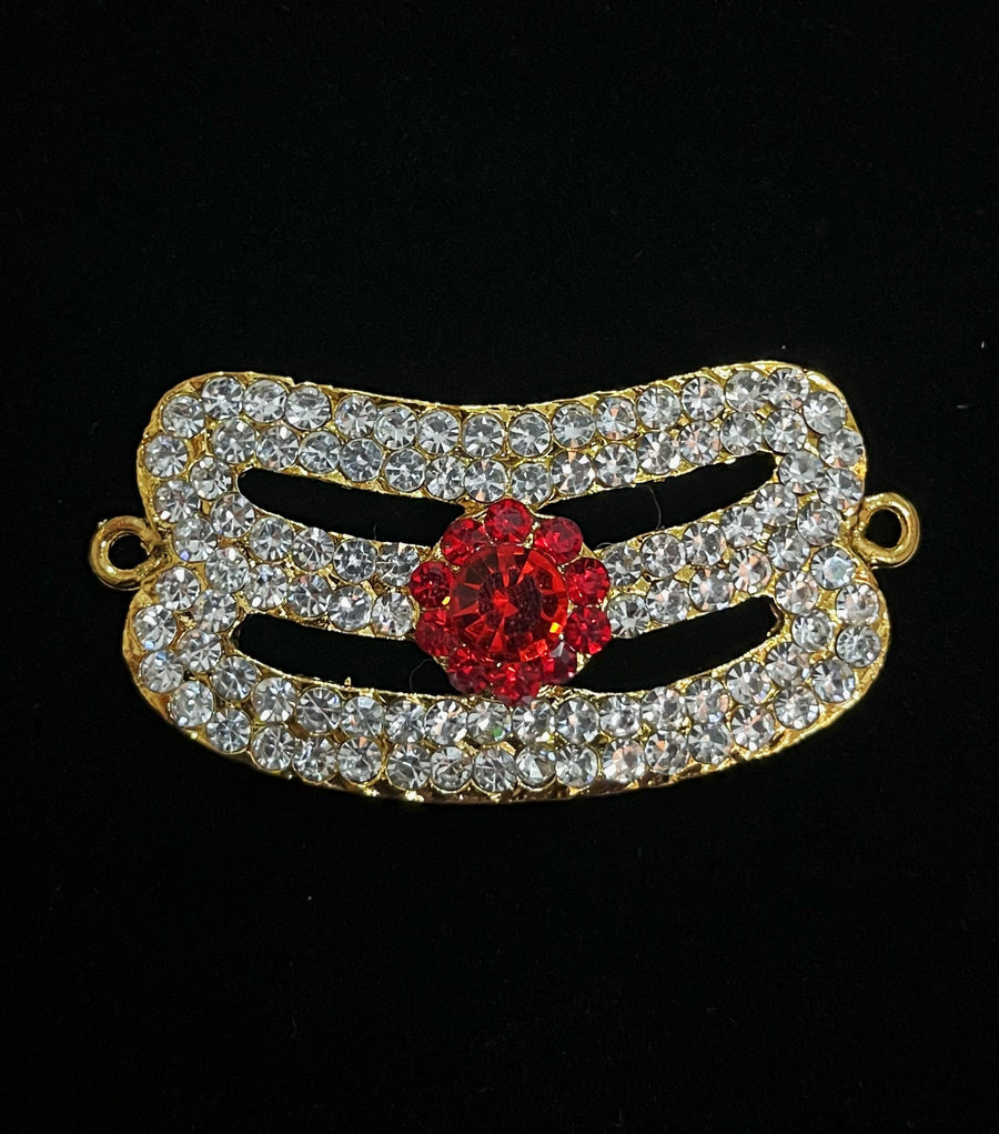 Divine Tilak Set – Vibhuti / Bhasma / tripundra - White & Red stones on South Indian Stones metal alloy - Length: 1 inches, Width: 2 inches