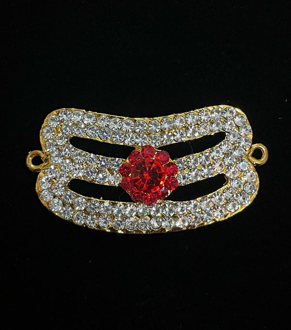 Divine Tilak Set – Vibhuti / Bhasma / tripundra - White & Red stones on South Indian Stones metal alloy - Length: 1 inches, Width: 2 inches
