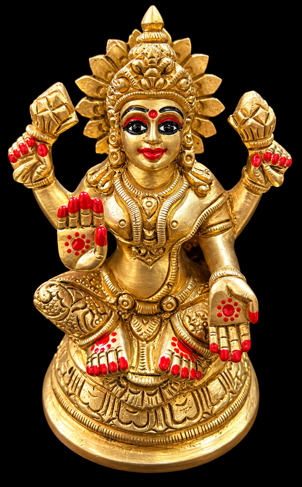 Premium Handcrafted Brass Goddess Lakshmi Idol – 5 Inches | 750 Gms 1
