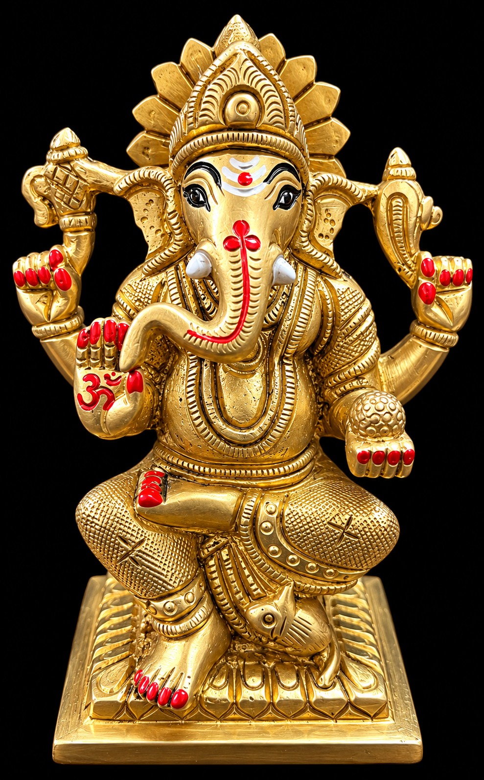 Grand Handcrafted Brass Lord Ganesha Idol – 4.5 Inch | 700 Gms 1