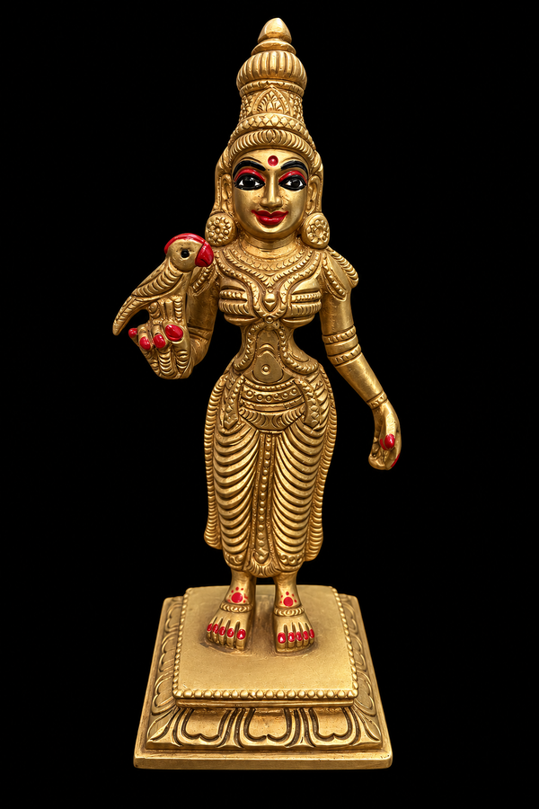 Handcrafted Brass Goddess Meenakshi Idol – 7 Inch | 550 Gms