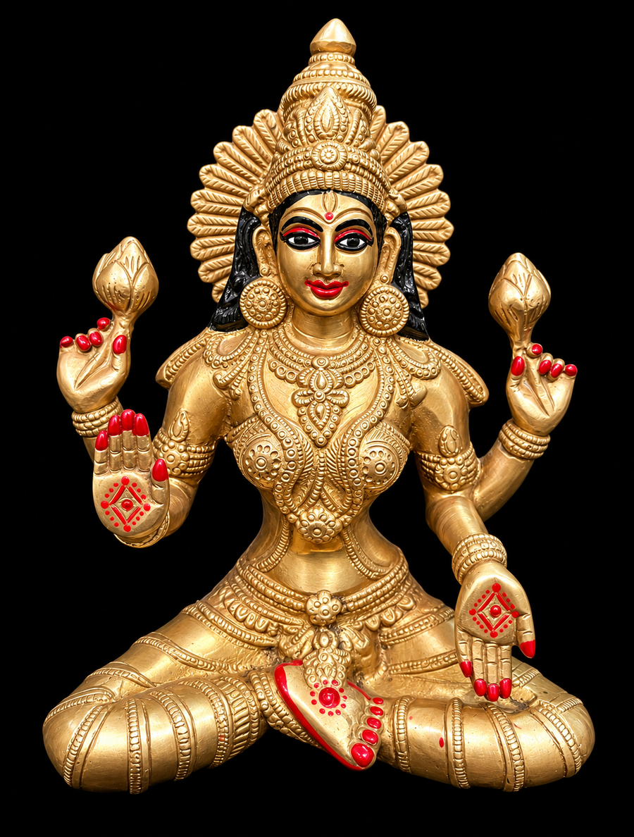 Premium Handcrafted Brass Goddess Lakshmi Idol – 8 Inches | 2 Kg