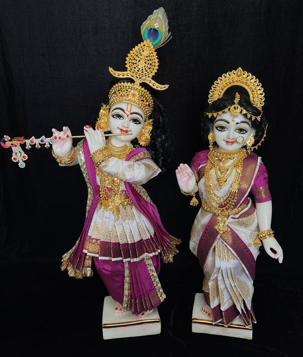 Marble Dust Iskon Radha Krishna Idol, 18 Inches, 1 Set of 2 Pieces
