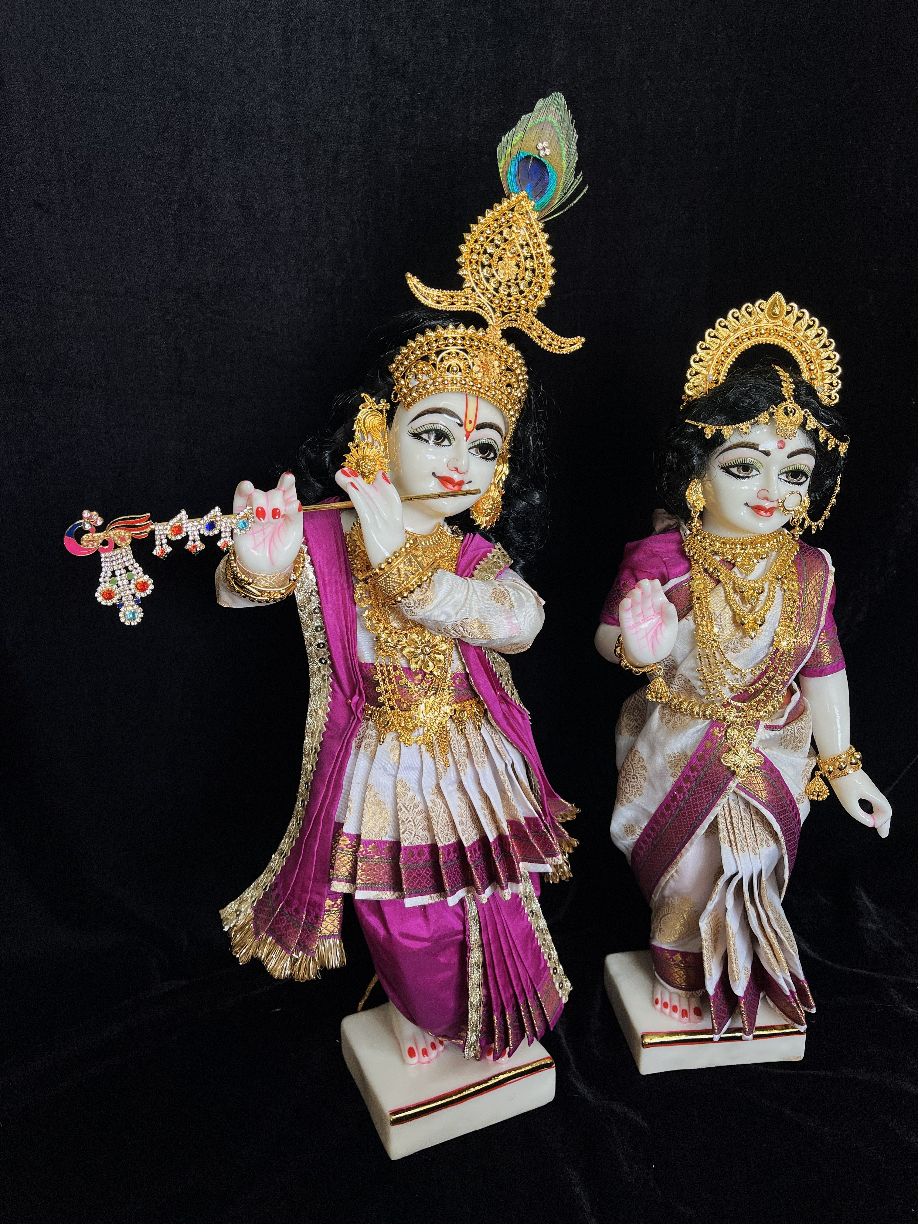 Marble Dust Iskon Radha Krishna Idol, 18 Inches, 1 Set of 2 Pieces 2