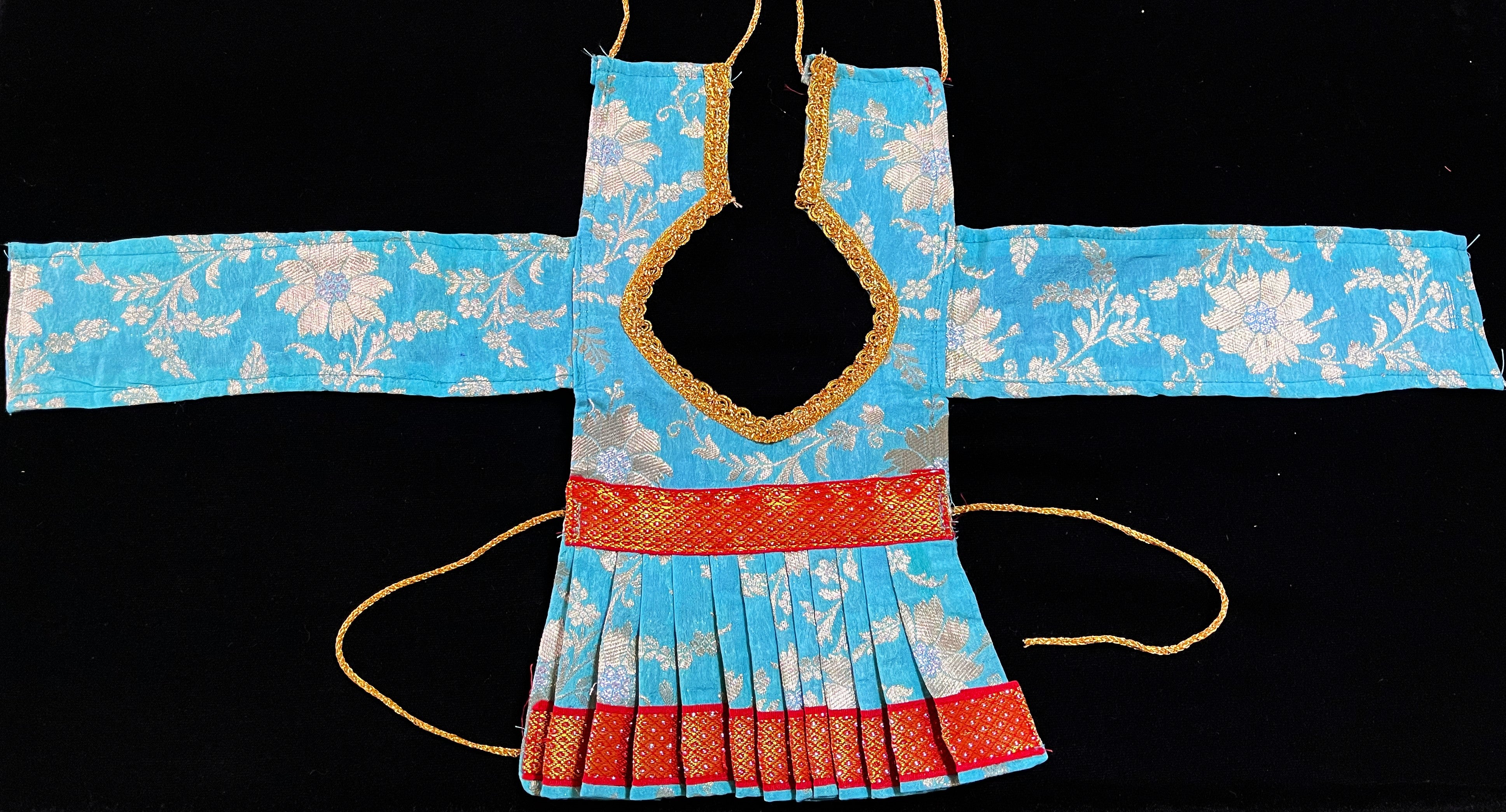 Angharkha dhoti Patka/shalya, made of Chanderi Zari Silk (not pure silk) - Pink Pre stiched Angarkha with Dark Dark Green Contrast and Dhoti and  Patka 5