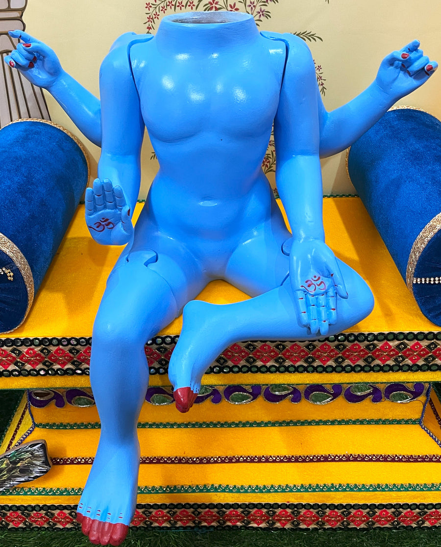 Premium Small Sitting Male Fiber Body – Blue | For Krishna, Vishnu, Shiva & Divine Alankarams