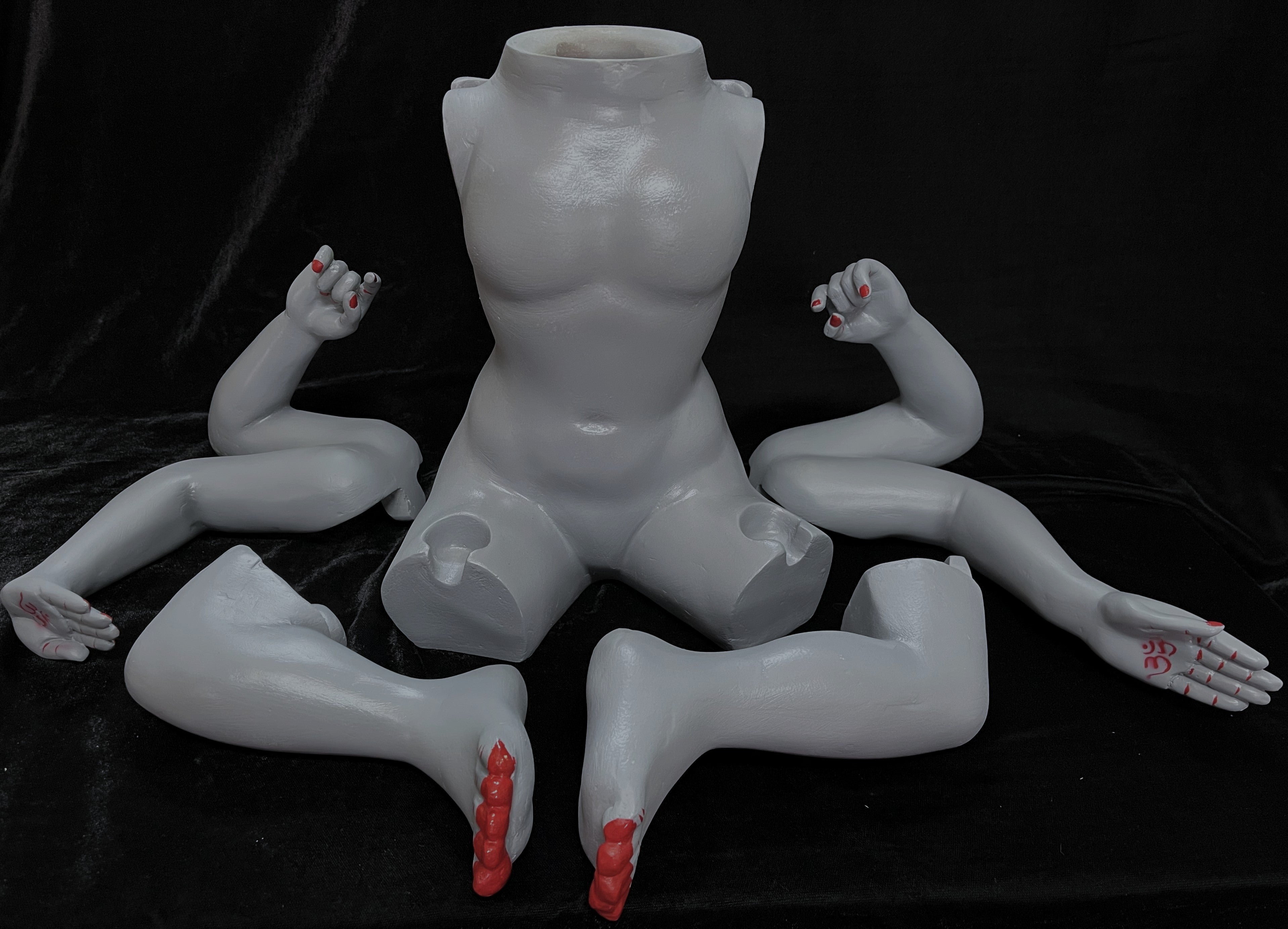 Premium Small Sitting Male Fiber Body – Grey | For Shiva, Balaji & Hindu Deity Alankarams 3