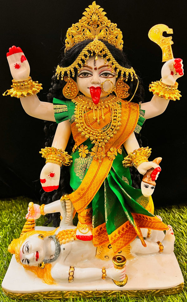 Pre-stitched Sarees for Maa made of Tapeta Silk (Not Pure Silk) - Emerald Green Saree with Yellow Zari border