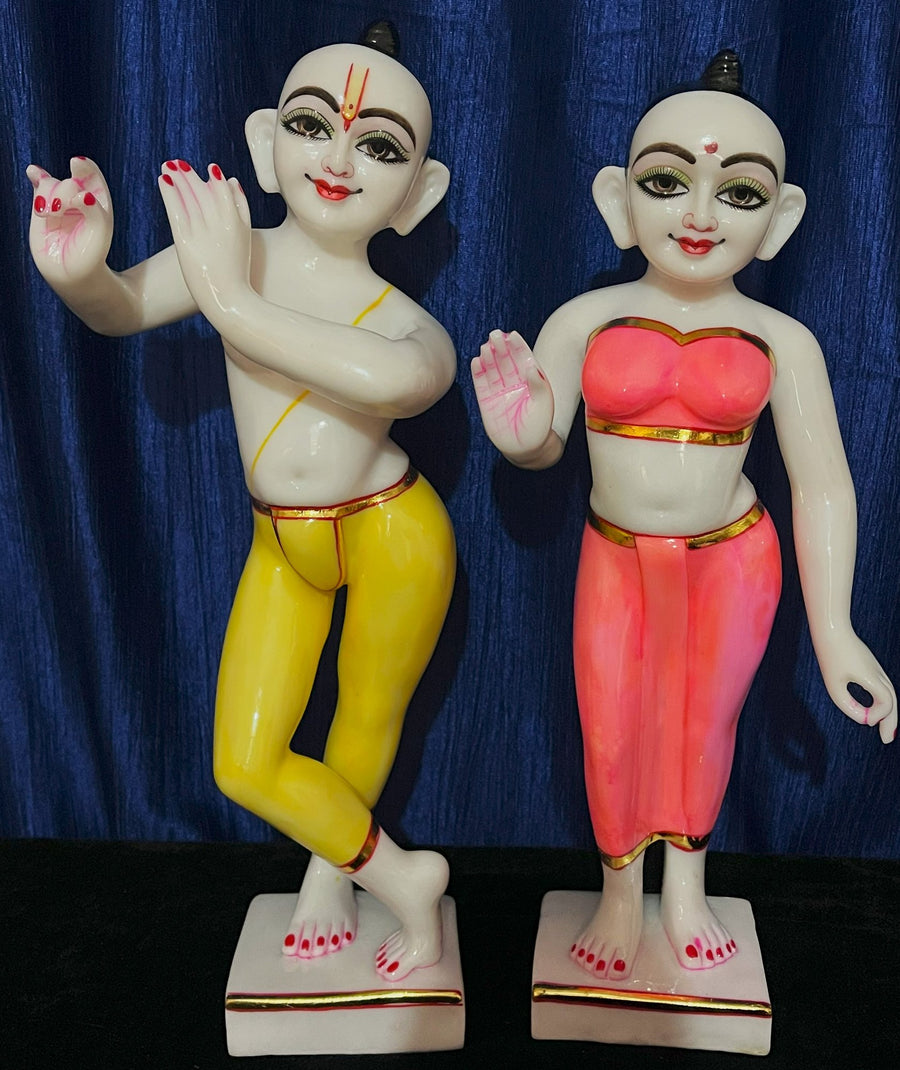 Marble Dust Iskon Radha Krishna Idol, 18 Inches, 1 Set of 2 Pieces