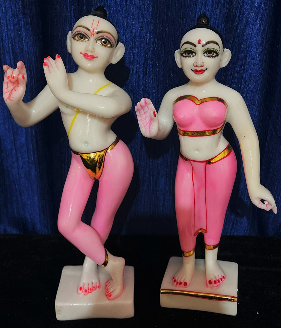 Marble Dust Iskon Radha Krishna Idol, 15 Inches, 1 Set of 2 Pieces