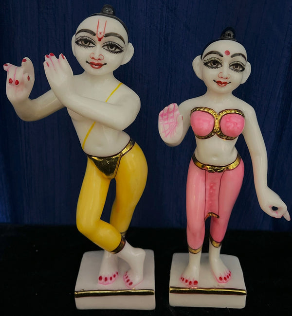 Marble Dust Iskon Radha Krishna Idol, 9 Inches, 1 Set of 2 Pieces
