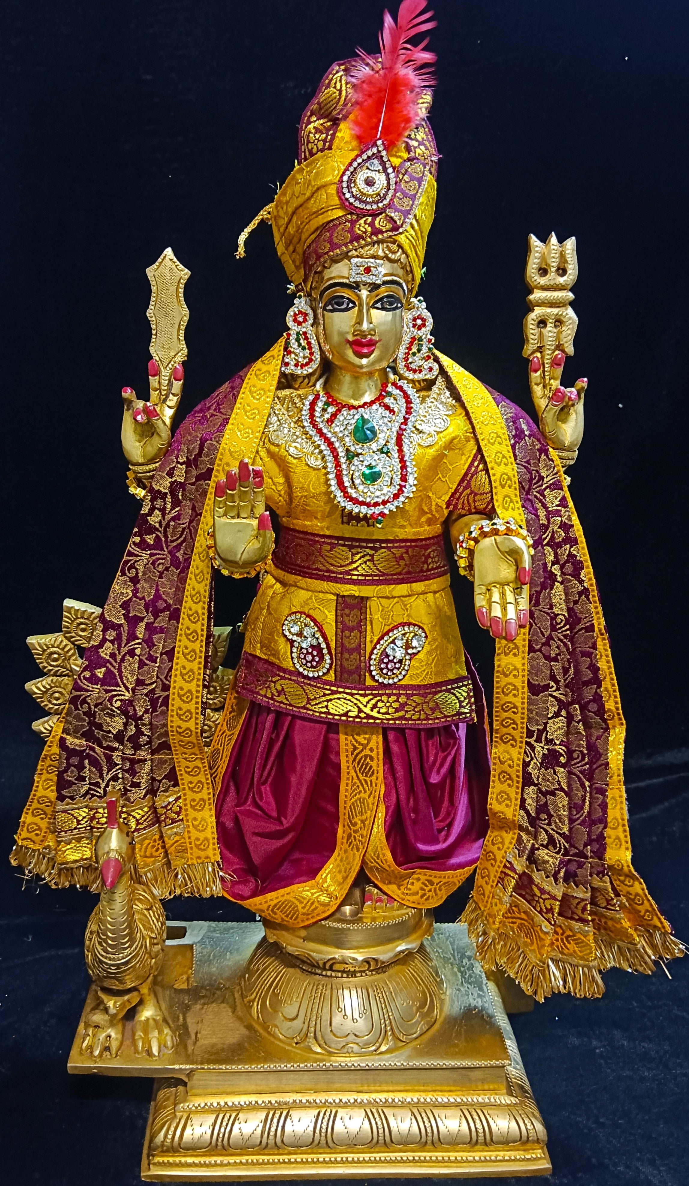 Raja Murugan Pre-Stitched Silk Dress Set in Brocade Silk (not pure silk) - Yellow kurta and pagdi with Wine colour dhoti and shalya 1