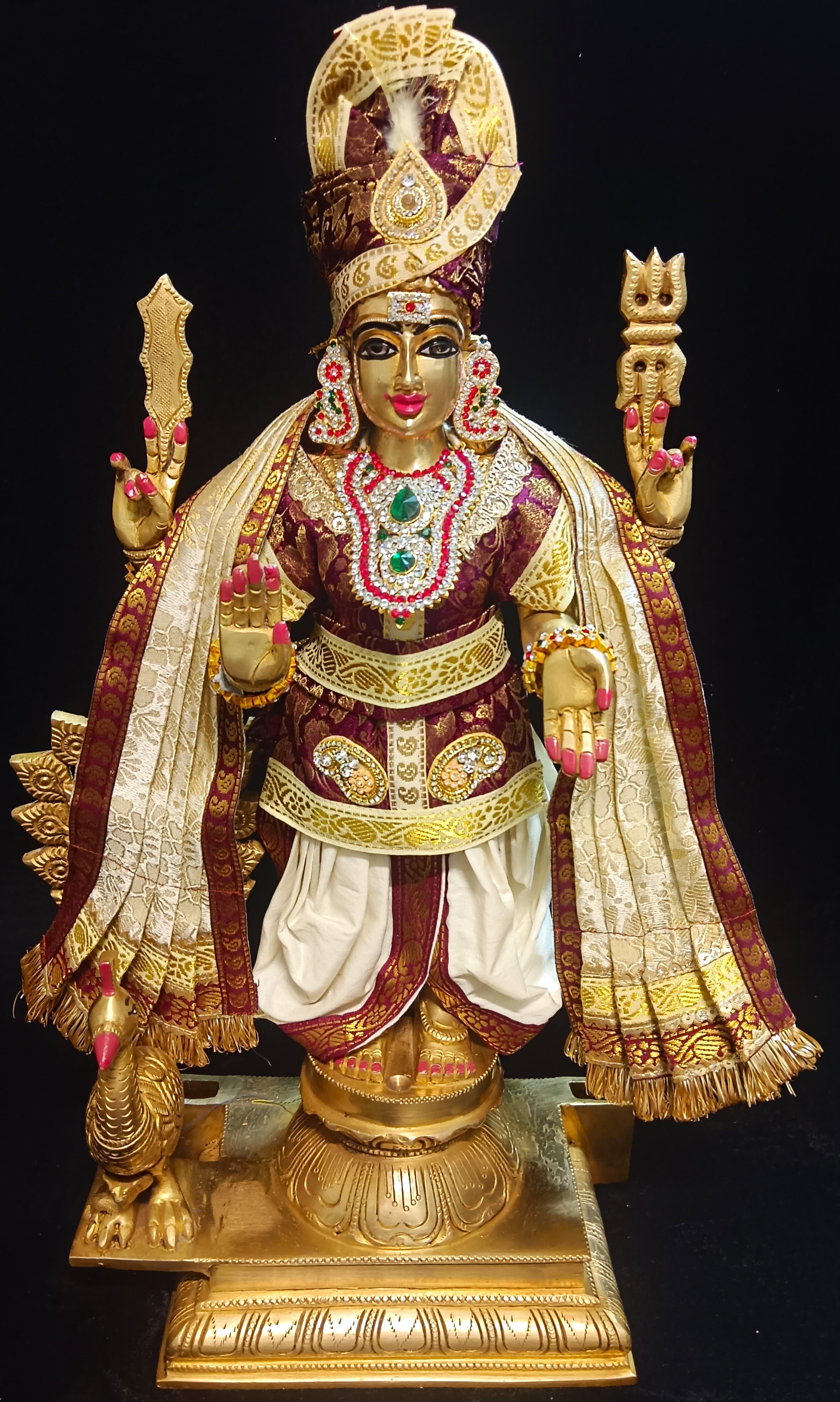 Raja Murugan Pre-Stitched Silk Dress Set in Brocade Silk (not pure silk) - rta and pagdi with Off White dhoti and shalya 1