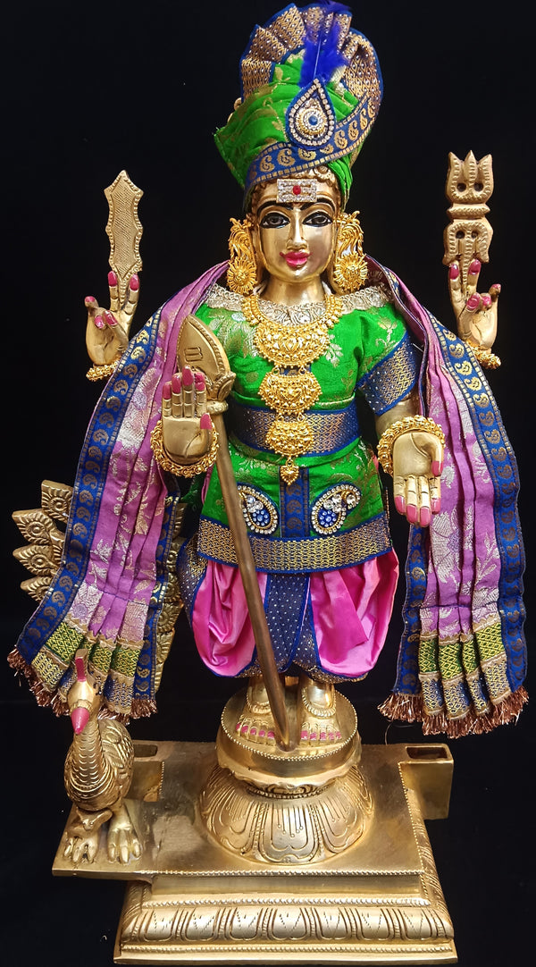 Raja Murugan Pre-Stitched Silk Dress Set in Chanderi Zari Silk (not pure silk) - Parrot Green kurta and pagdi with Pastel Pink dhoti and shalya