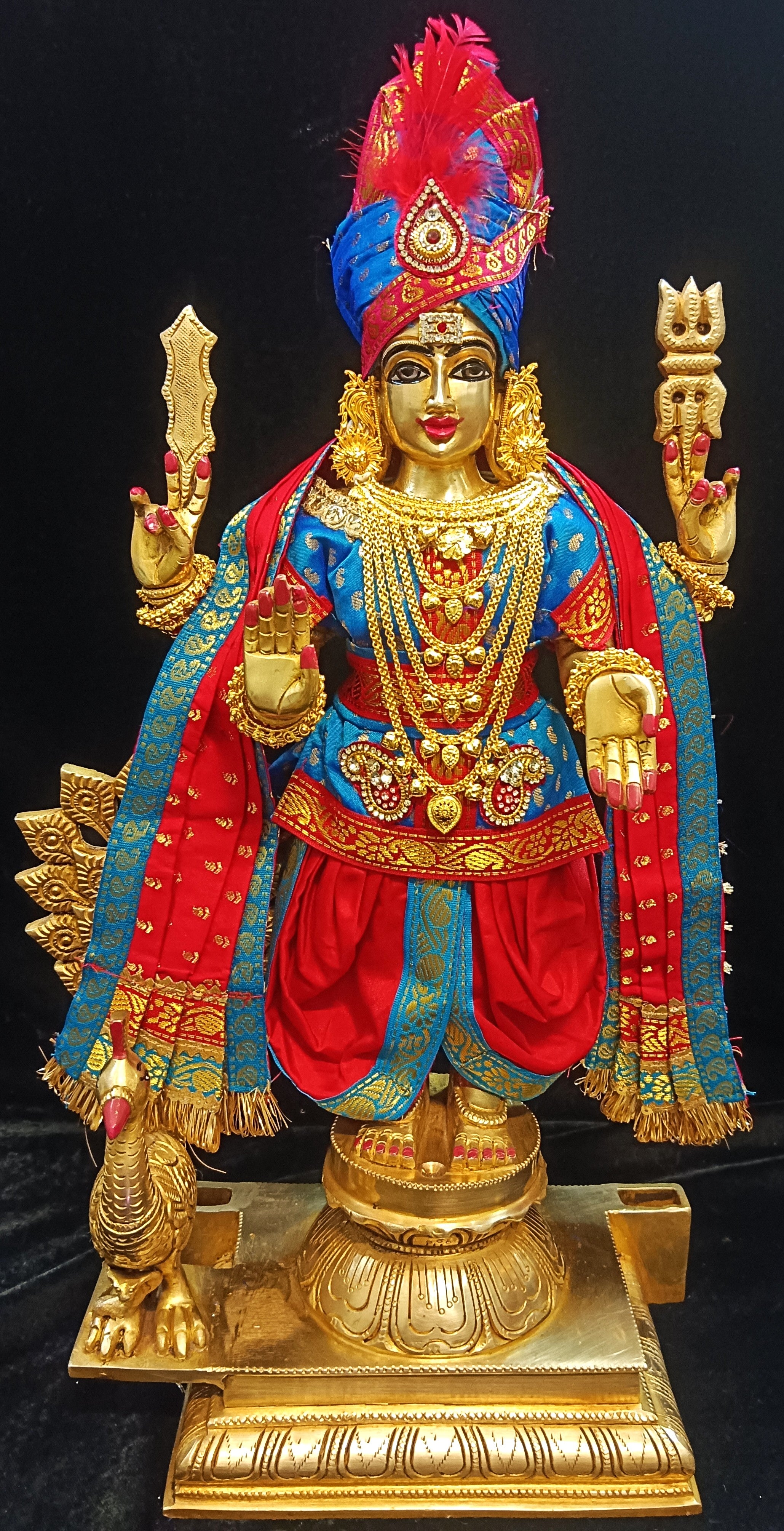 Raja Murugan Pre-Stitched Silk Dress Set in Small Butta Soft Silk (pure silk) - Sky Blue kurta and pagdi with Red dhoti and shalya 1