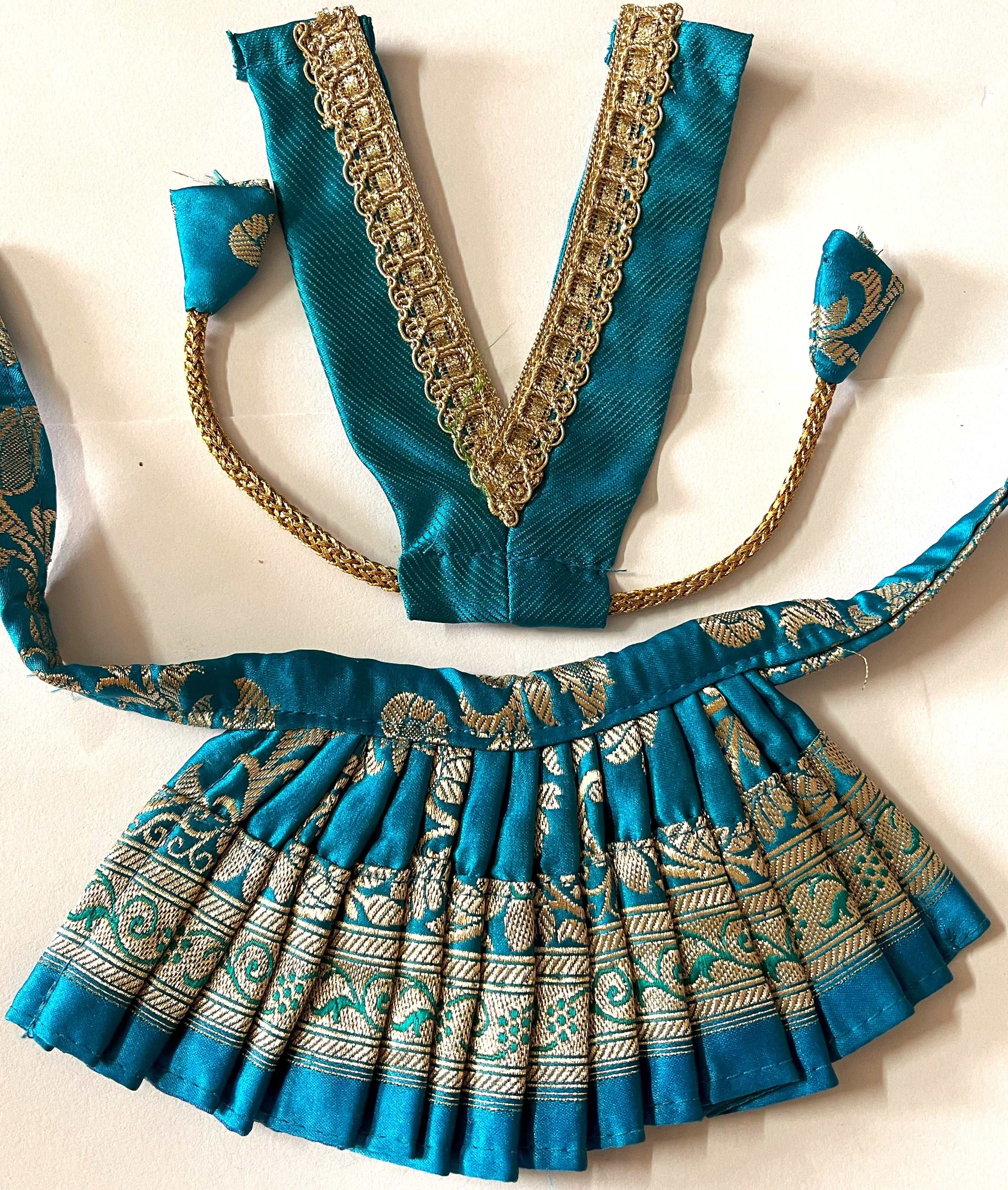 Deity half saree / lehenga patka made of Banaras Pure Silk fabric. - Light Blue colour lehenga with light Blue colour dupatta 4