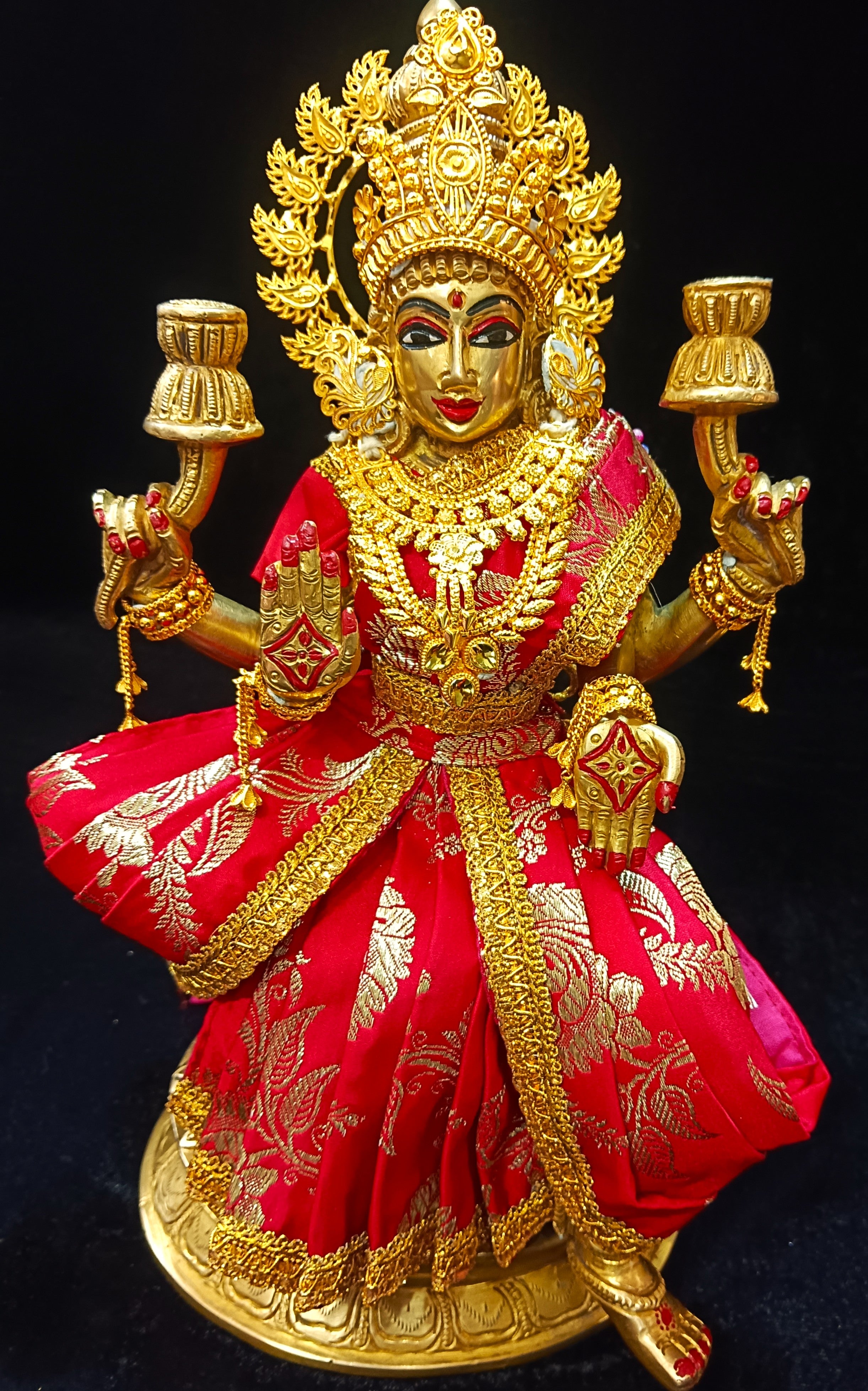 Pre-Stitched Pure Silk Banarasi Devi Saree Dress - Red Saree & Red Blouse 1