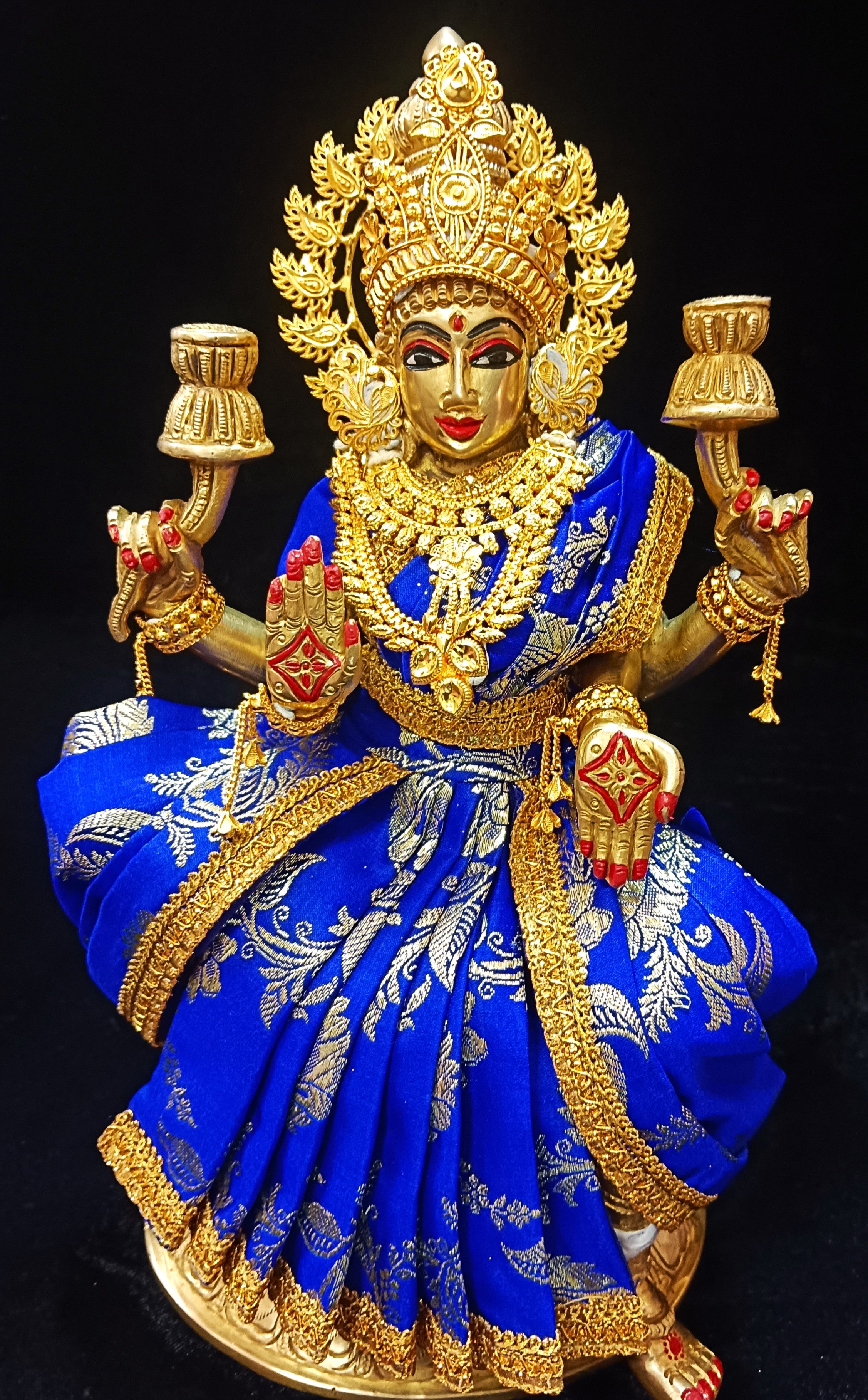 Pre-Stitched Pure Silk Banarasi Devi Saree Dress - Royal Blue Saree & Royal Blue Blouse 1