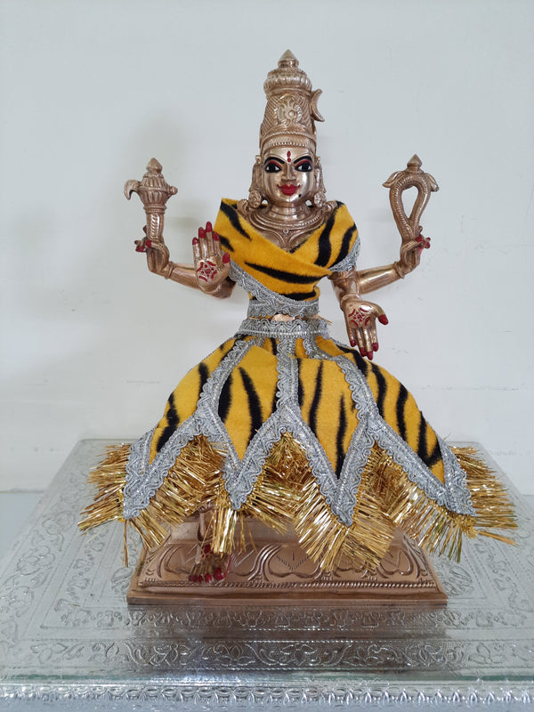 Deity Lehenga  / Lehenga patka made of Tapeta Big Butta Silk Lehenga  (Not Pure Silk) - Tiger skin lehenga and shalya with Silver border