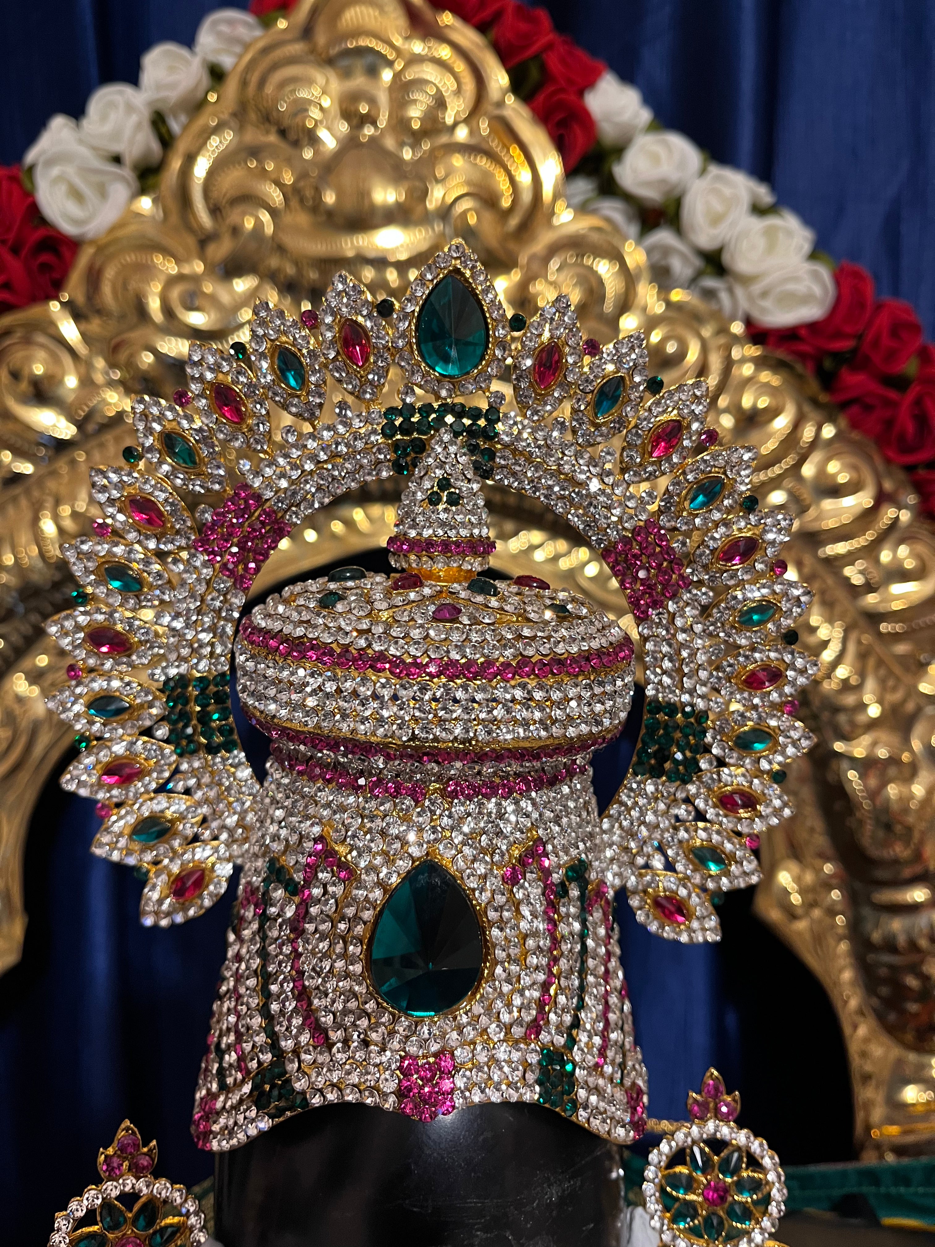 Shiva/Shivling decoration, Shivling Dress, Maha Shivaratri Dress, made of Tapeta Silk - Yellow Dhoti with red contrast border with green belt and Shalya 6