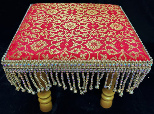 Decorative Wooden Stool, 
Elegant Foundation for Your Devi Alankaram - Red