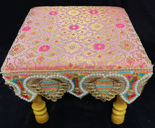 Decorative Wooden Stool, 
Elegant Foundation for Your Devi Alankaram - Baby Pink