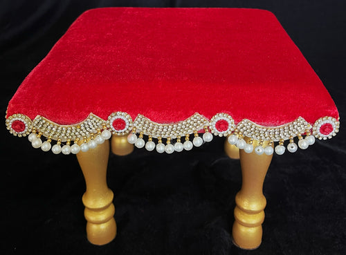 Decorative Wooden Stool, 
Elegant Foundation for Your Devi Alankaram - Red