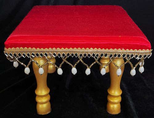 Decorative Wooden Stool, 
Elegant Foundation for Your Devi Alankaram - Red