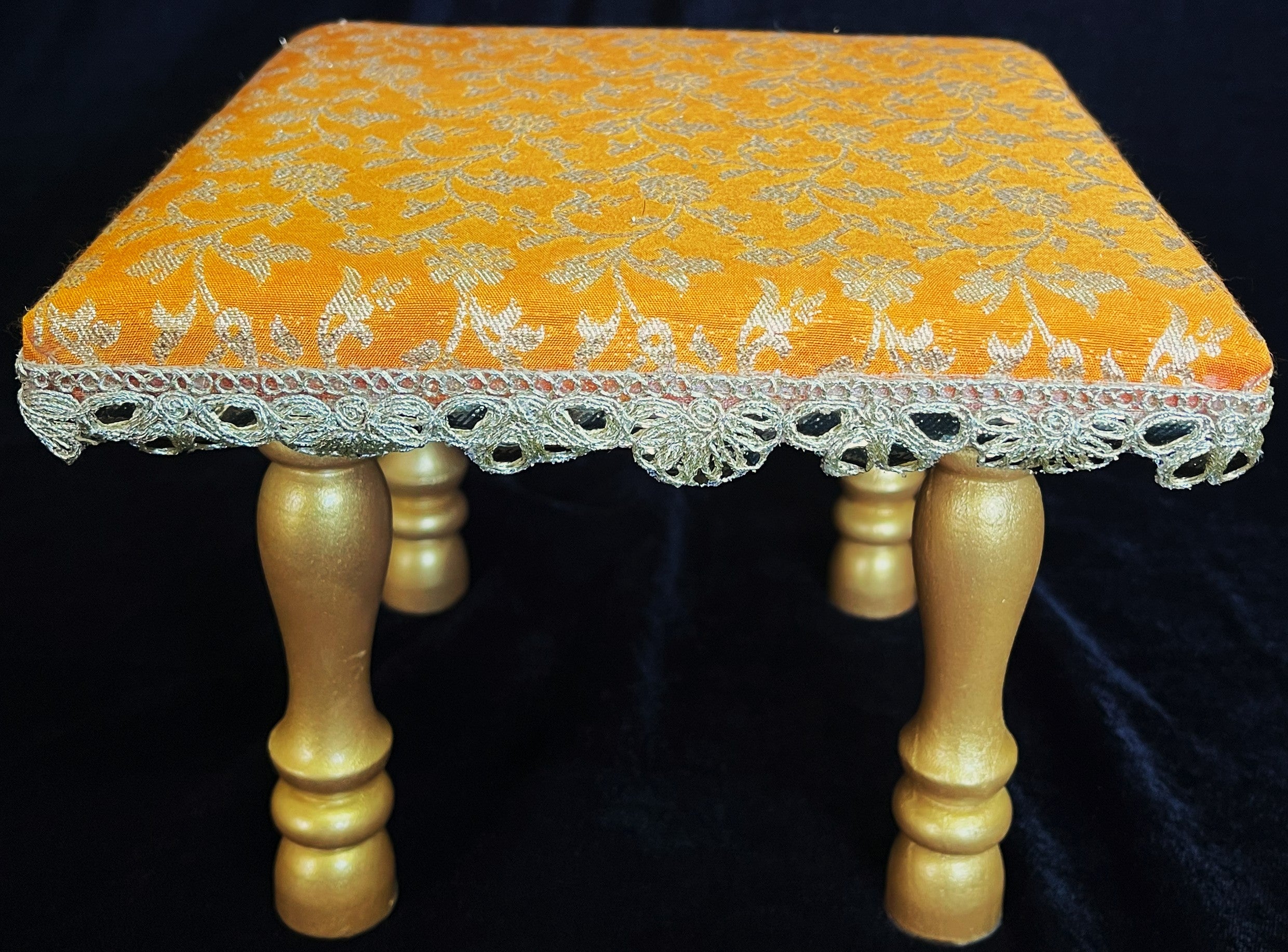 Decorative Wooden Stool, 
Elegant Foundation for Your Devi Alankaram - Yellow 1