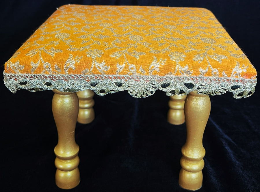 Decorative Wooden Stool, 
Elegant Foundation for Your Devi Alankaram - Yellow