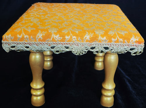 Decorative Wooden Stool, 
Elegant Foundation for Your Devi Alankaram - Yellow