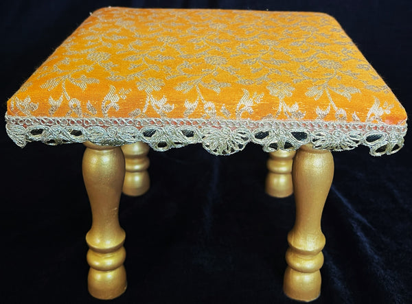 Decorative Wooden Stool, 
Elegant Foundation for Your Devi Alankaram - Yellow